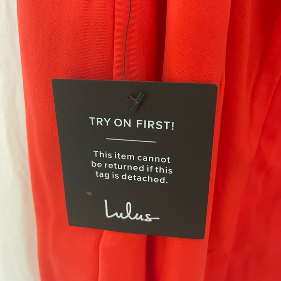 Brand new with tags Lulus Red Orange Multi Stripe Tie-Back Mini Dress - Picture 8 of 9